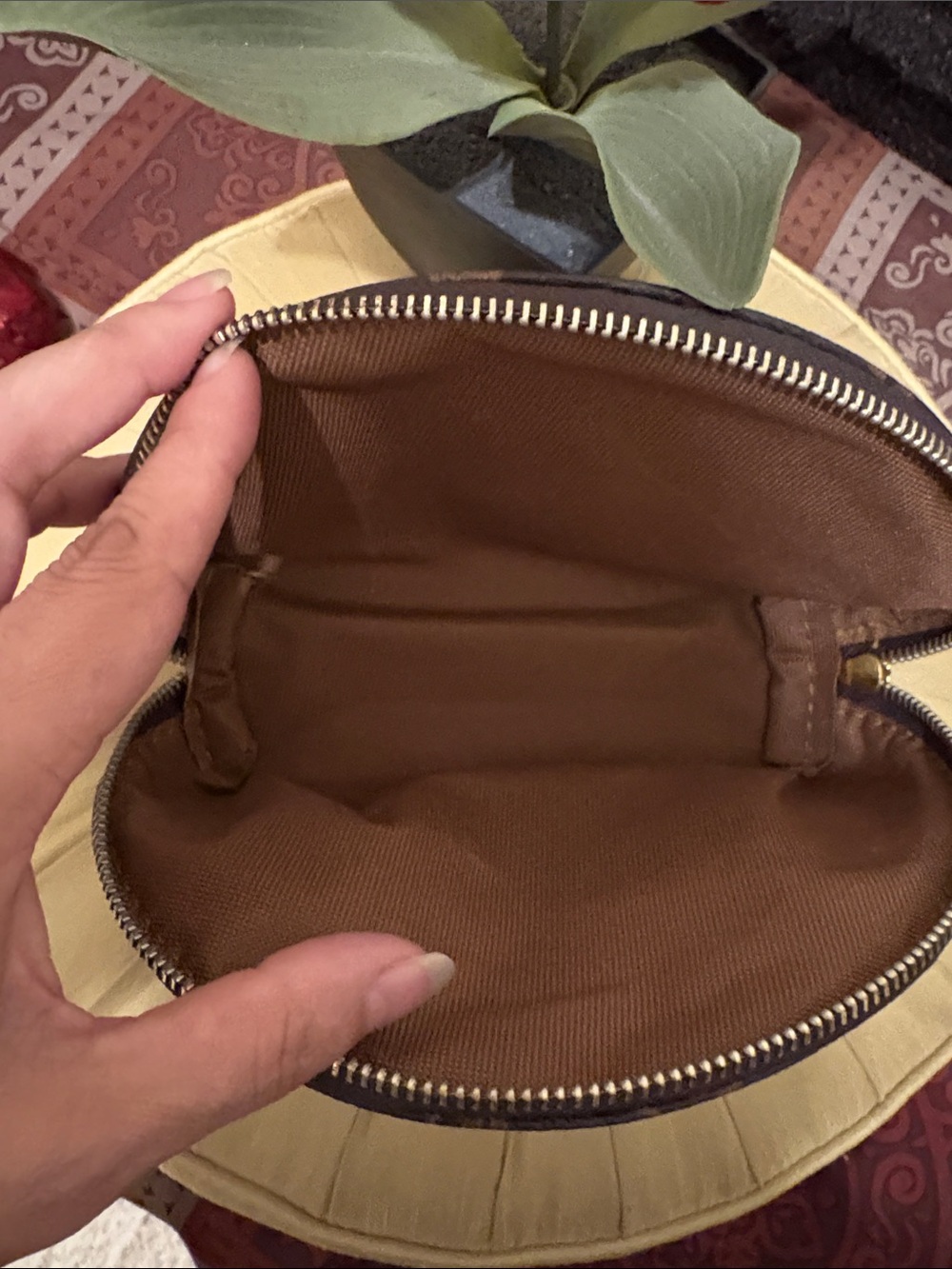 NWT Brown Monogram Half-Moon Cosmetic Pouch - Picture 5 of 9